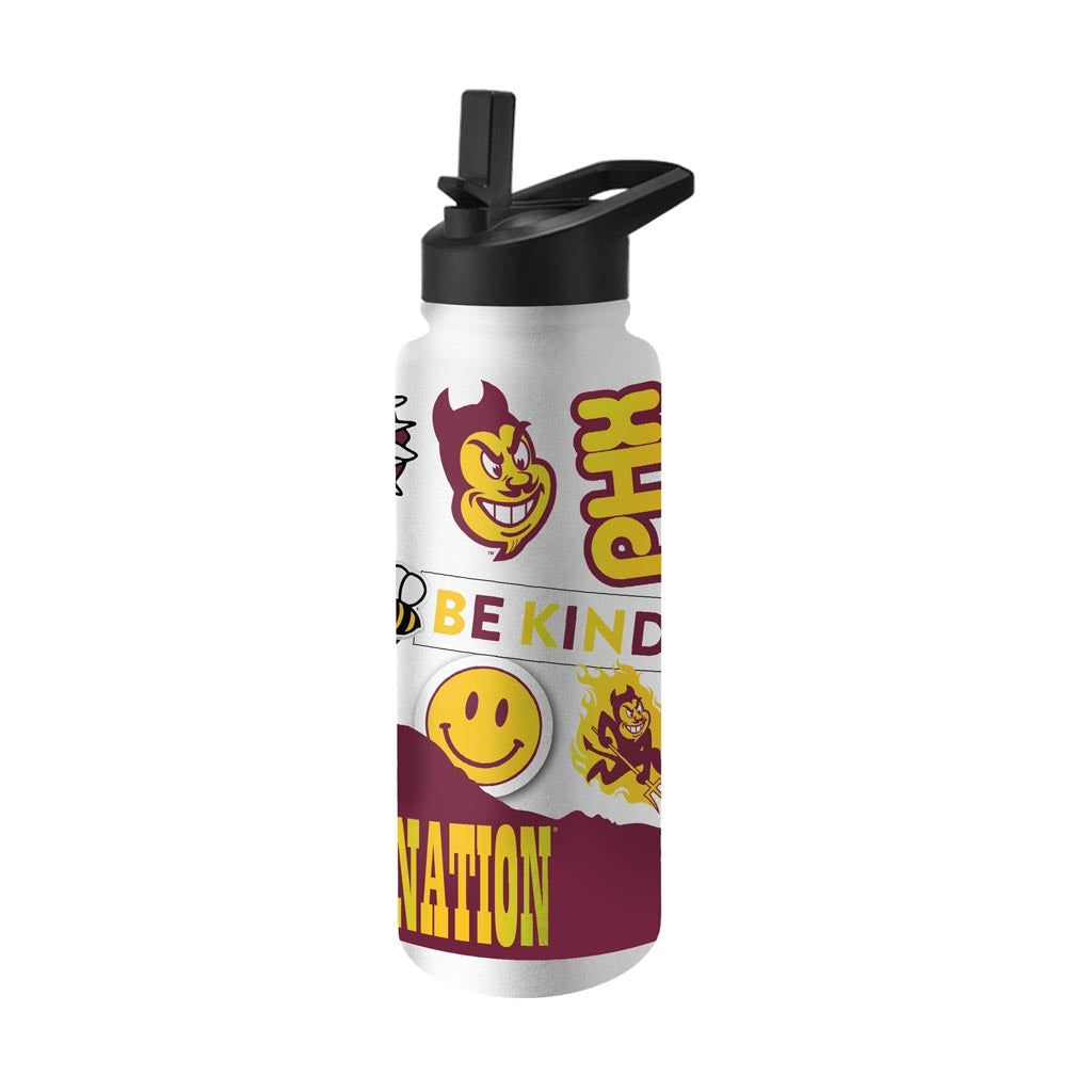 NCAA Arizona State Sun Devils Logo Brands 34oz Native Quencher Bottle - White