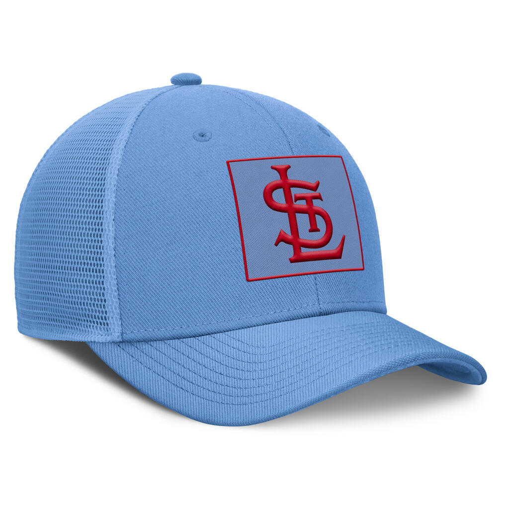 MLB St. Louis Cardinals Nike Cooperstown Square Patch Trucker Snapback Hat - Blue