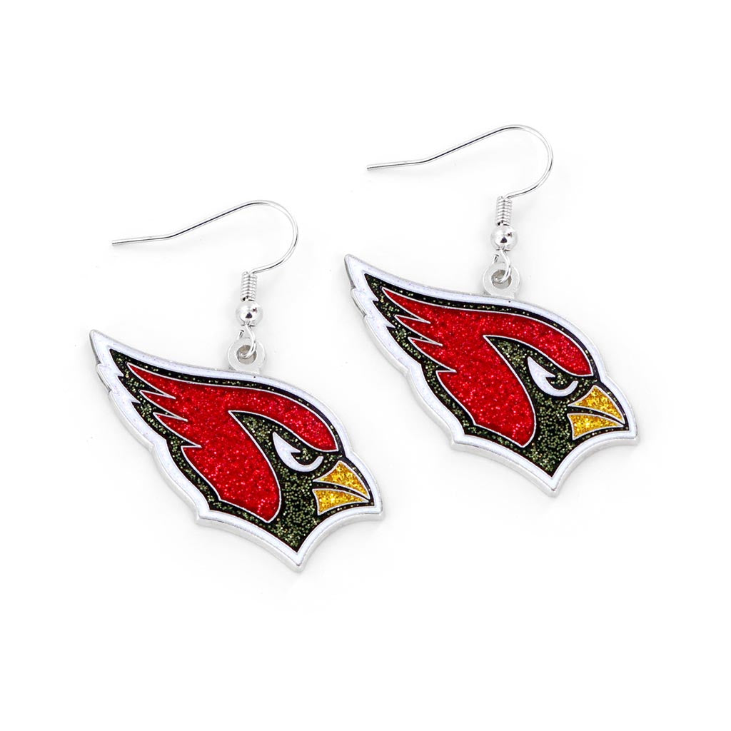 NFL Arizona Cardinals Aminco Glitter Dazzler Logo Earrings - Red