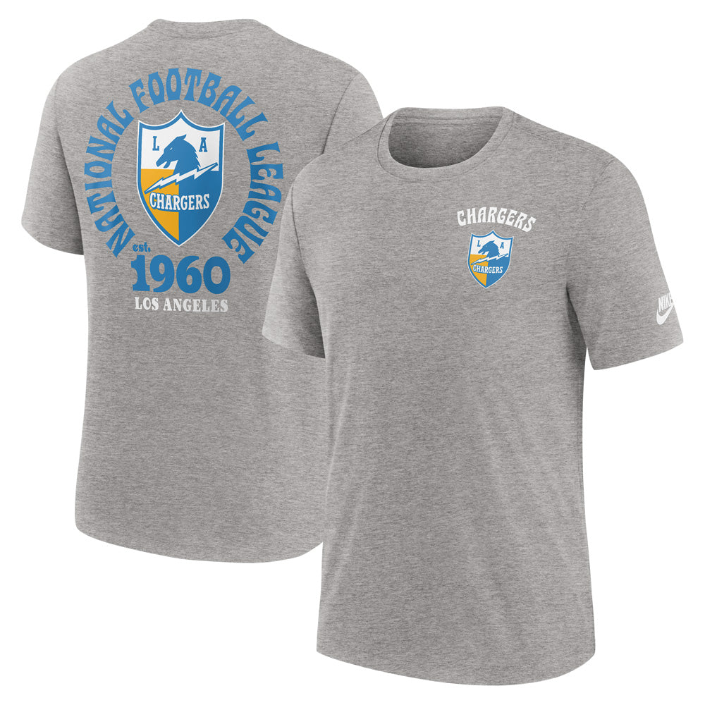 NFL Los Angeles Chargers Nike 2-Hit Tri-Blend T-Shirt - Gray