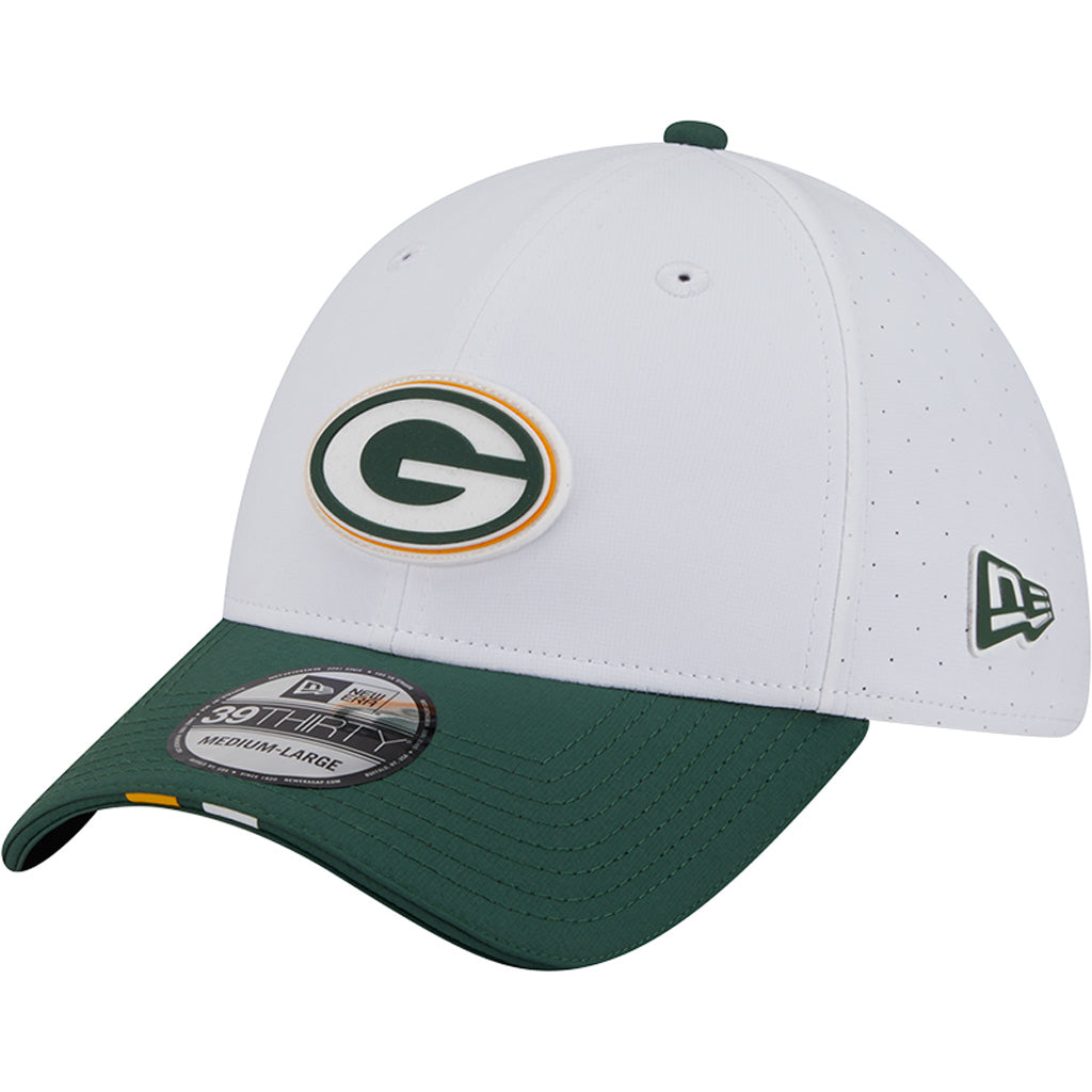 NFL Green Bay Packers New Era 2025 Training 39THIRTY Flex Fit Hat - White