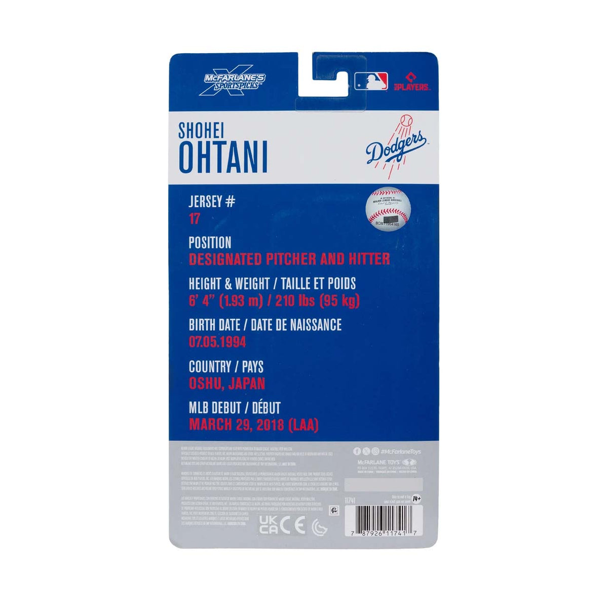 MLB Los Angeles Dodgers Shohei Ohtani McFarlane 6" Action Figure