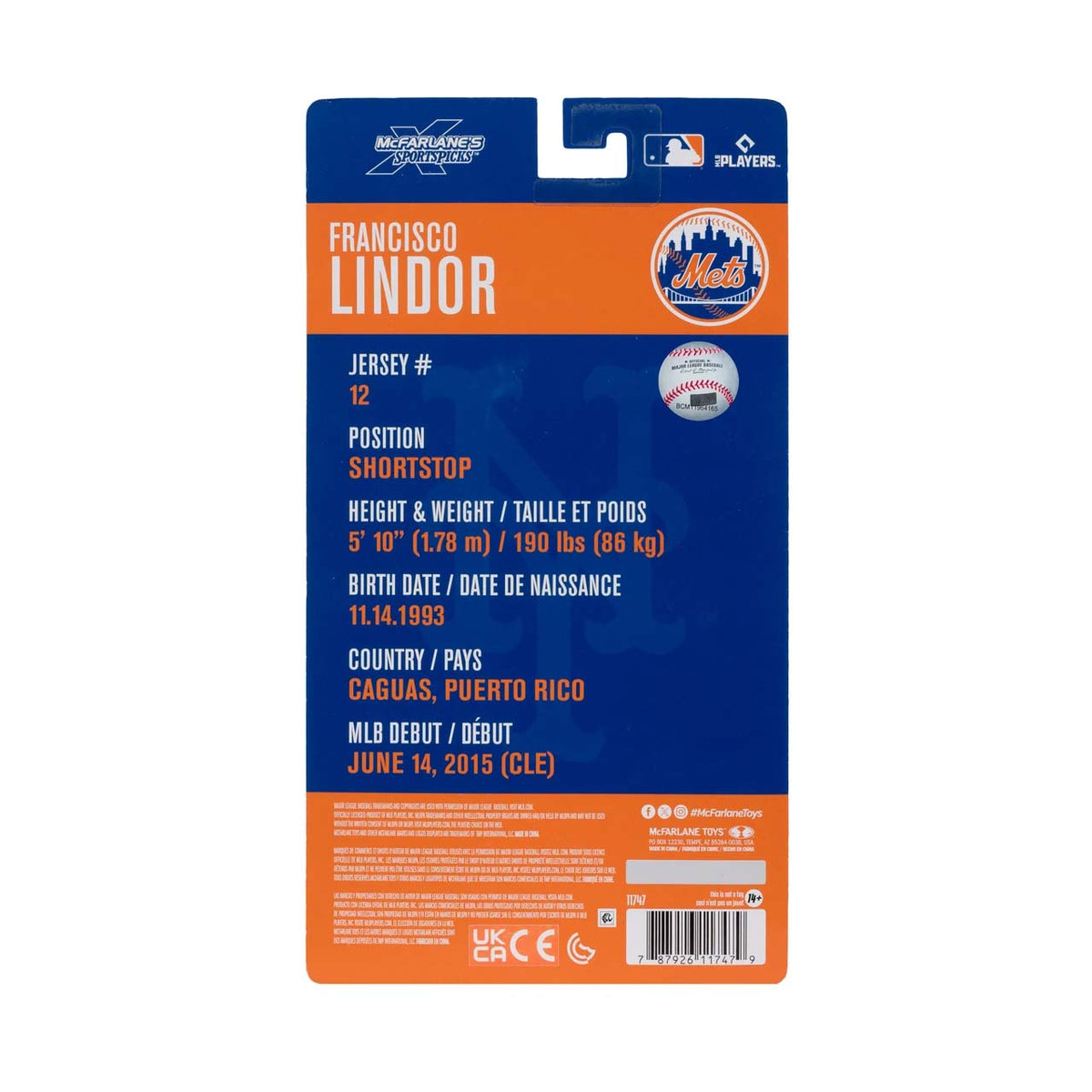 MLB New York Mets Francisco Lindor McFarlane 6" Action Figure