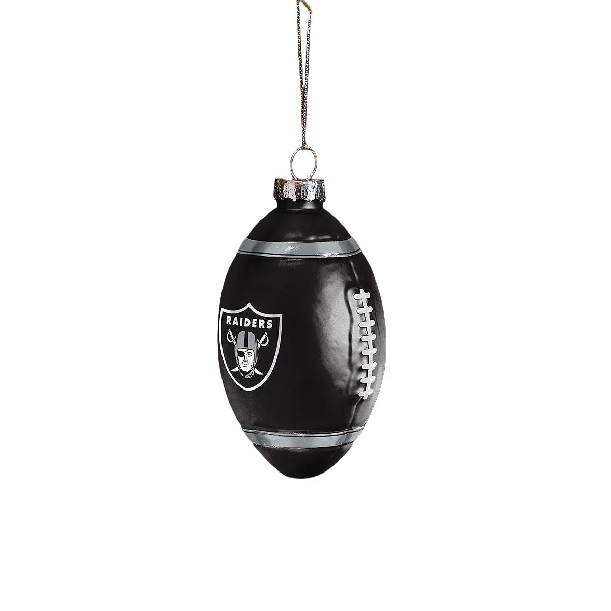 NFL Las Vegas Raiders FOCO Glass Football Ornament