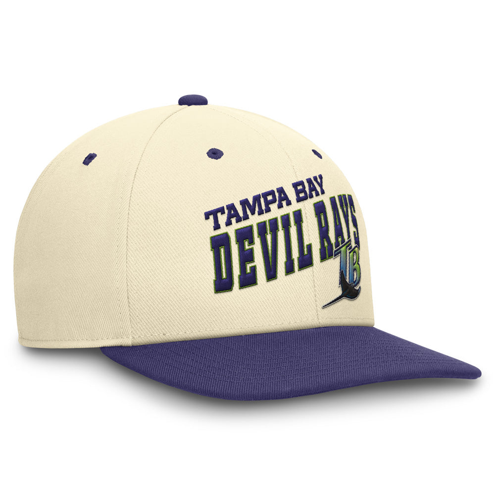 MLB Tampa Bay Rays Nike Cooperstown Wave Snapback Hat - Cream