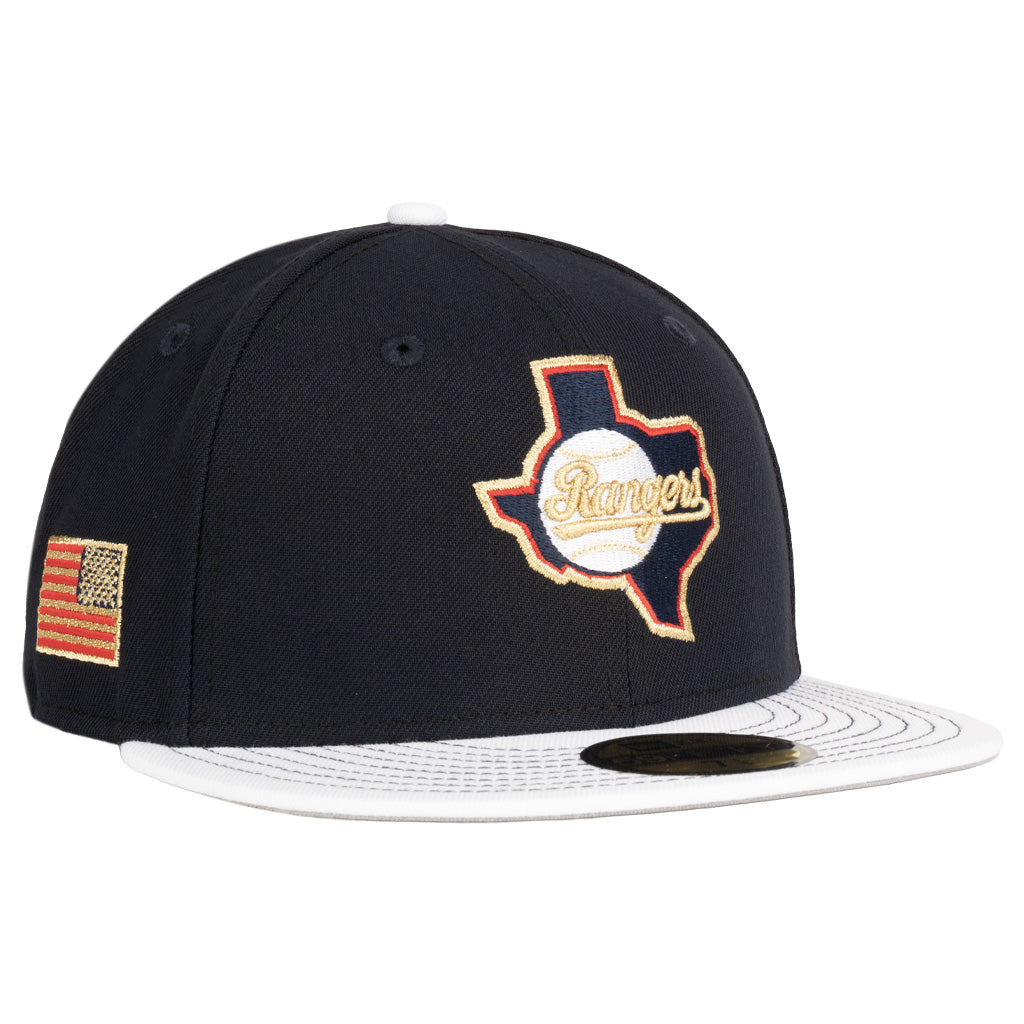 MLB Texas Rangers New Era Gold Medal 59FIFTY Fitted Hat - Navy