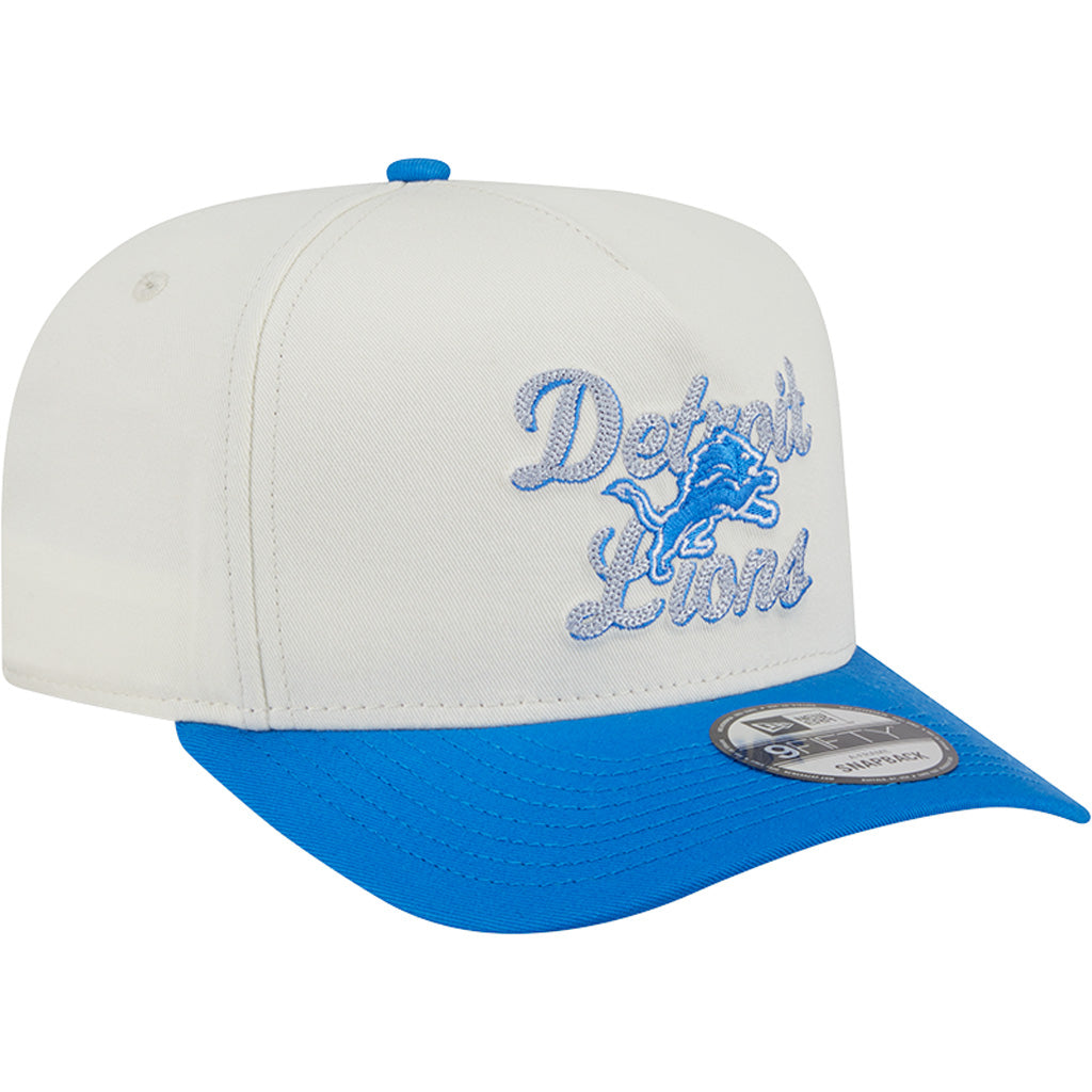 NFL Detroit Lions New Era Chainstitch Two-Tone 9FIFTY A-Frame Snapback Hat - Cream