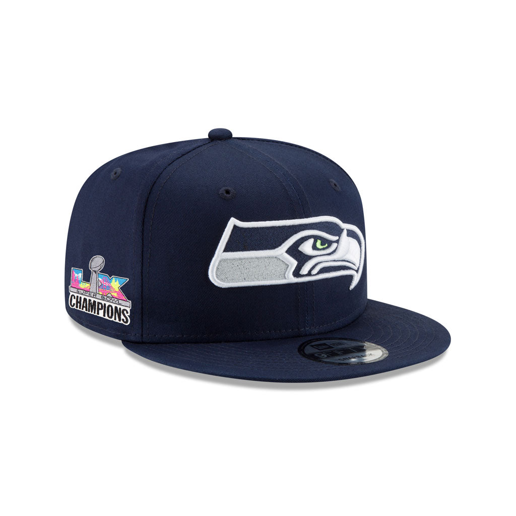 NFL Seattle Seahawks New Era Super Bowl LX Champions Side Patch 9FIFTY Snapback Hat - Navy