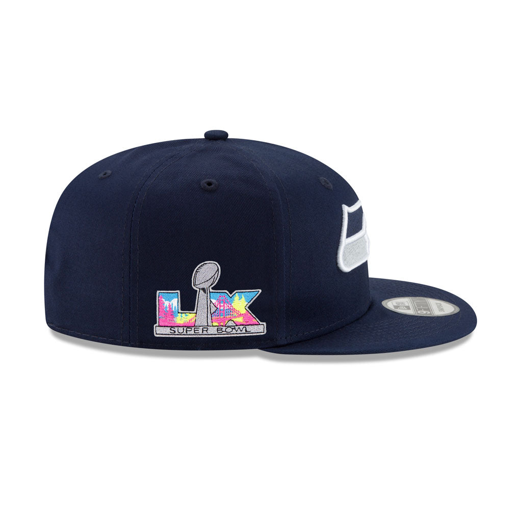 NFL Seattle Seahawks New Era Super Bowl LX Side Patch 9FIFTY Snapback Hat - Navy