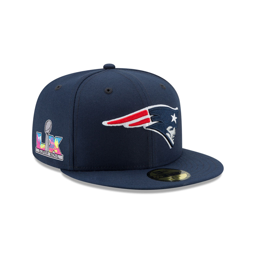 NFL New England Patriots New Era Super Bowl LX Side Patch 59FIFTY Fitted Hat - Navy