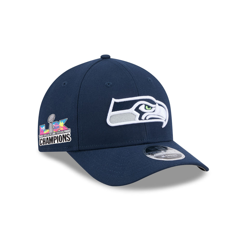 NFL Seattle Seahawks New Era Super Bowl LX Champions Side Patch 9FORTY Adjustable Hat - Navy