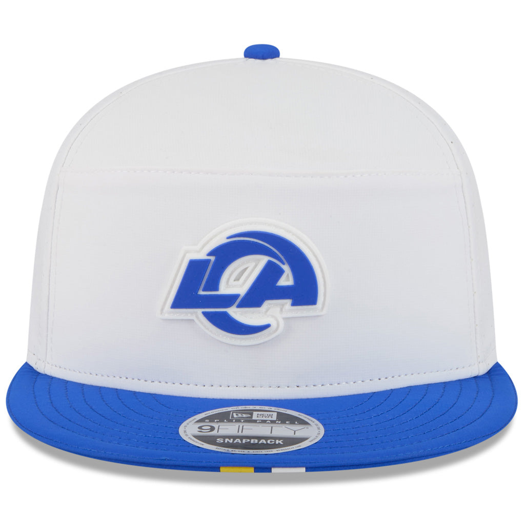 NFL Los Angeles Rams New Era 2025 Training 9FIFTY Split Panel Snapback Hat - White