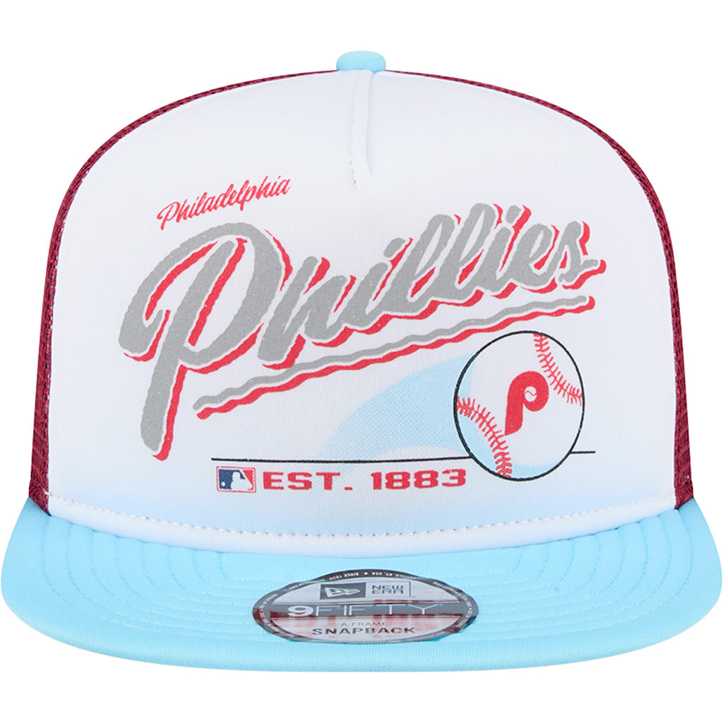 MLB Philadelphia Phillies New Era Retro Script 9FIFTY A-Frame Snapback Hat - White