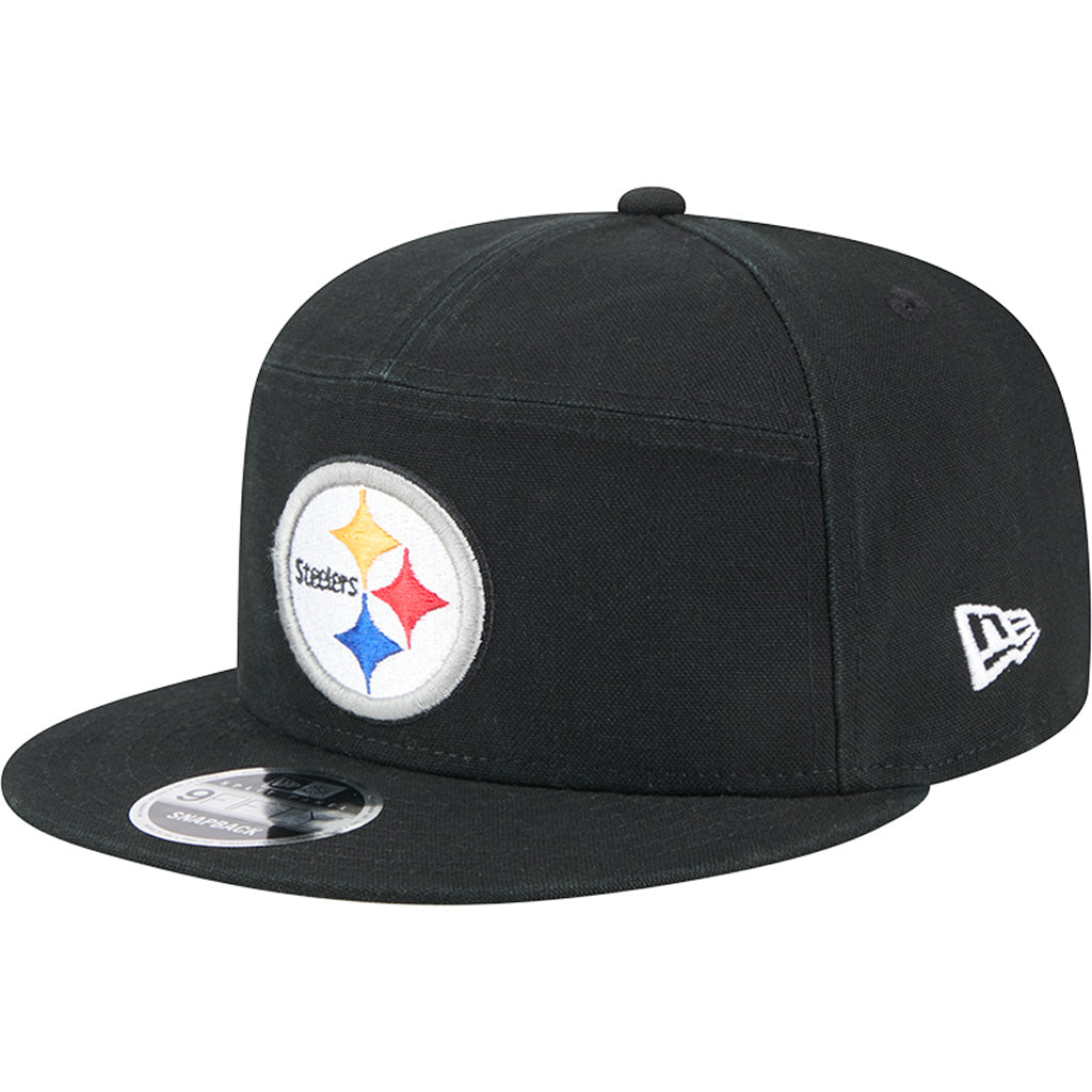 NFL Pittsburgh Steelers Cotton Canvas 9FIFTY Split Panel Snapback Hat - Black