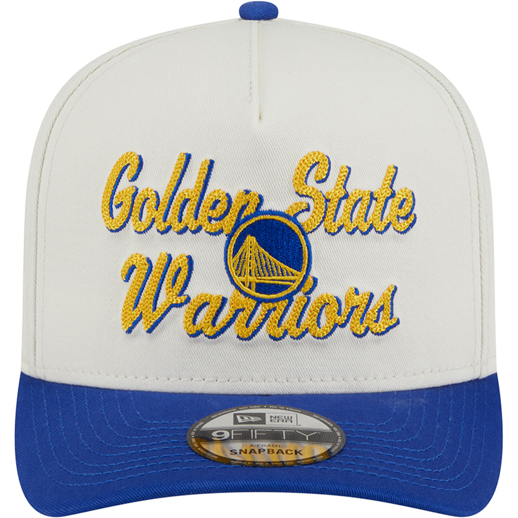 NBA Golden State Warriors New Era Chainstitch Two-Tone 9FIFTY A-Frame Snapback Hat - Cream