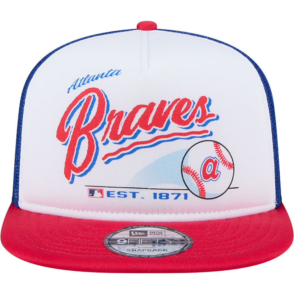 MLB Atlanta Braves New Era Retro Script 9FIFTY A-Frame Snapback Hat - White