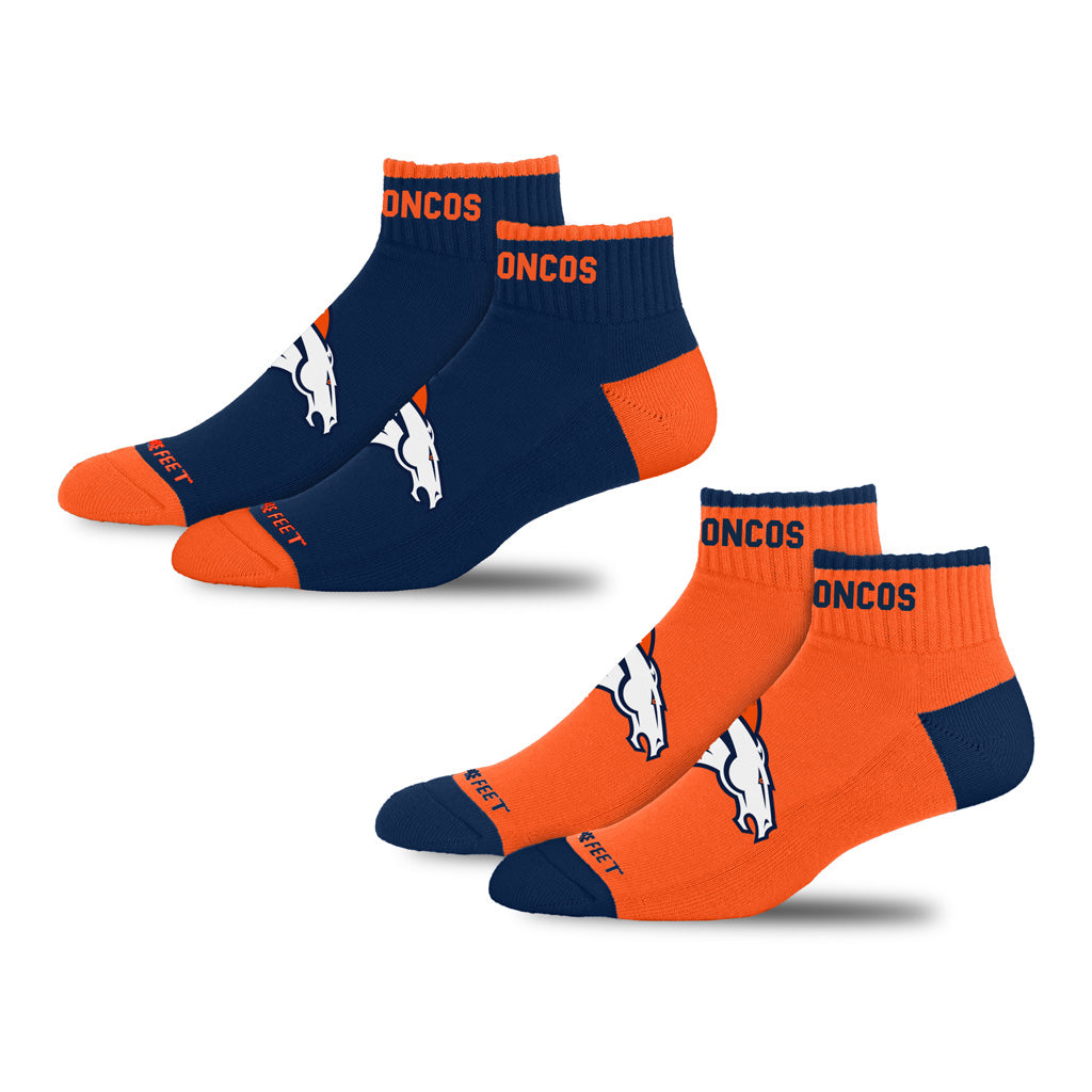 NFL Denver Broncos For Bare Feet Front & Center 2-Pack Socks - Navy & Orange