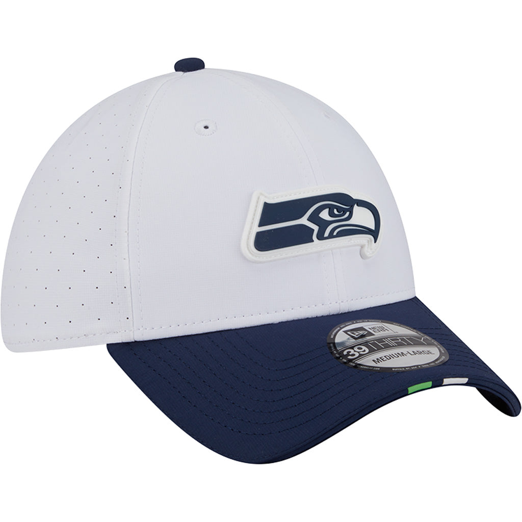 NFL Seattle Seahawks New Era 2025 Training 39THIRTY Flex Fit Hat - White