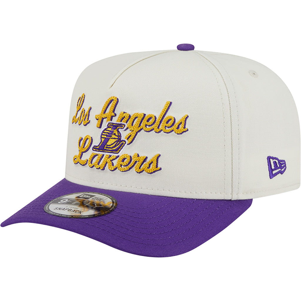NBA Los Angeles Lakers New Era Chainstitch Two-Tone 9FIFTY A-Frame Snapback Hat - Cream