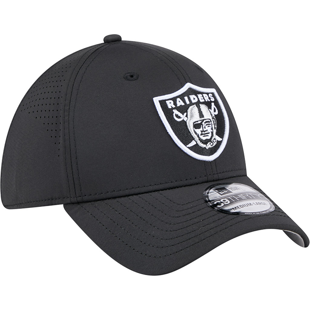 NFL Las Vegas Raiders New Era Mid Perf 39THIRTY Flex Fit Hat - Black