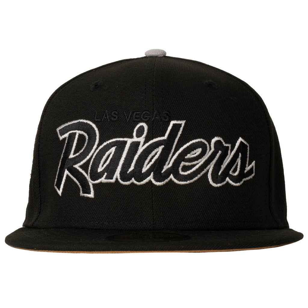 NFL Las Vegas Raiders New Era Gray Outline Logo 59FIFTY Fitted Hat - Black