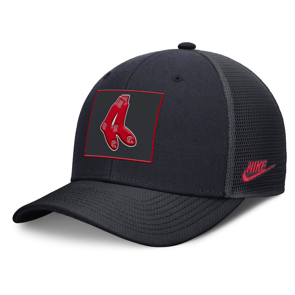 MLB Boston Red Sox Nike Cooperstown Square Patch Trucker Snapback Hat - Navy
