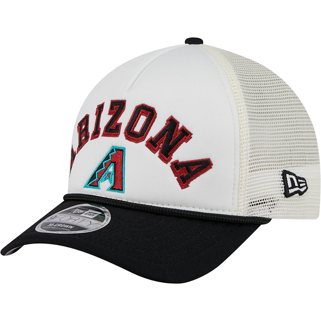 MLB Arizona Diamondbacks New Era Arch Logo 9FORTY M-Crown Snapback Trucker Hat - Chrome