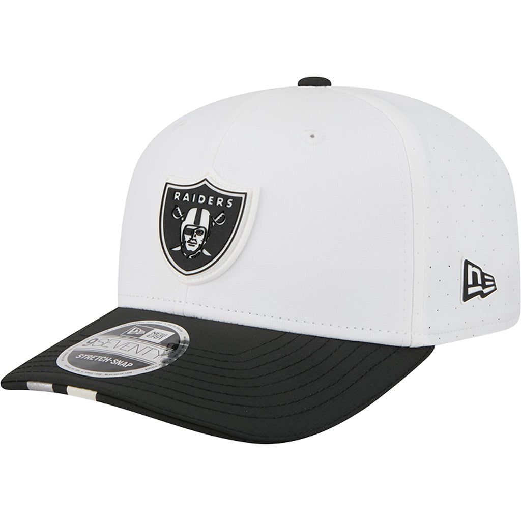 NFL Las Vegas Raiders New Era 2025 Training 9SEVENTY Stretch-Snapback Hat - White