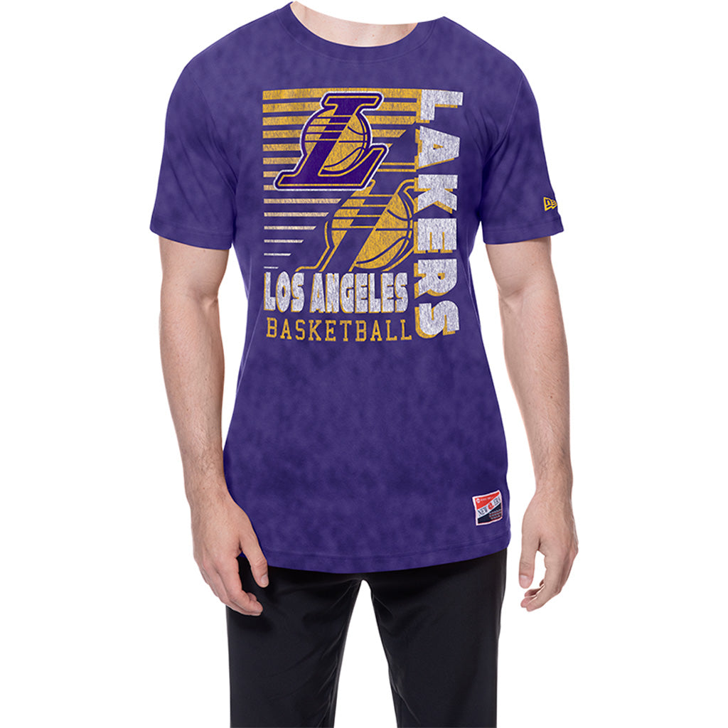 NBA Los Angeles Lakers New Era Throwback Wash T-Shirt - Purple