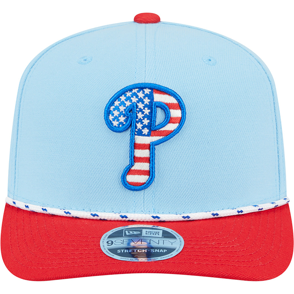 MLB Philadelphia Phillies New Era 2025 4th of July 9SEVENTY Stretch-Snapback Hat - Light Blue