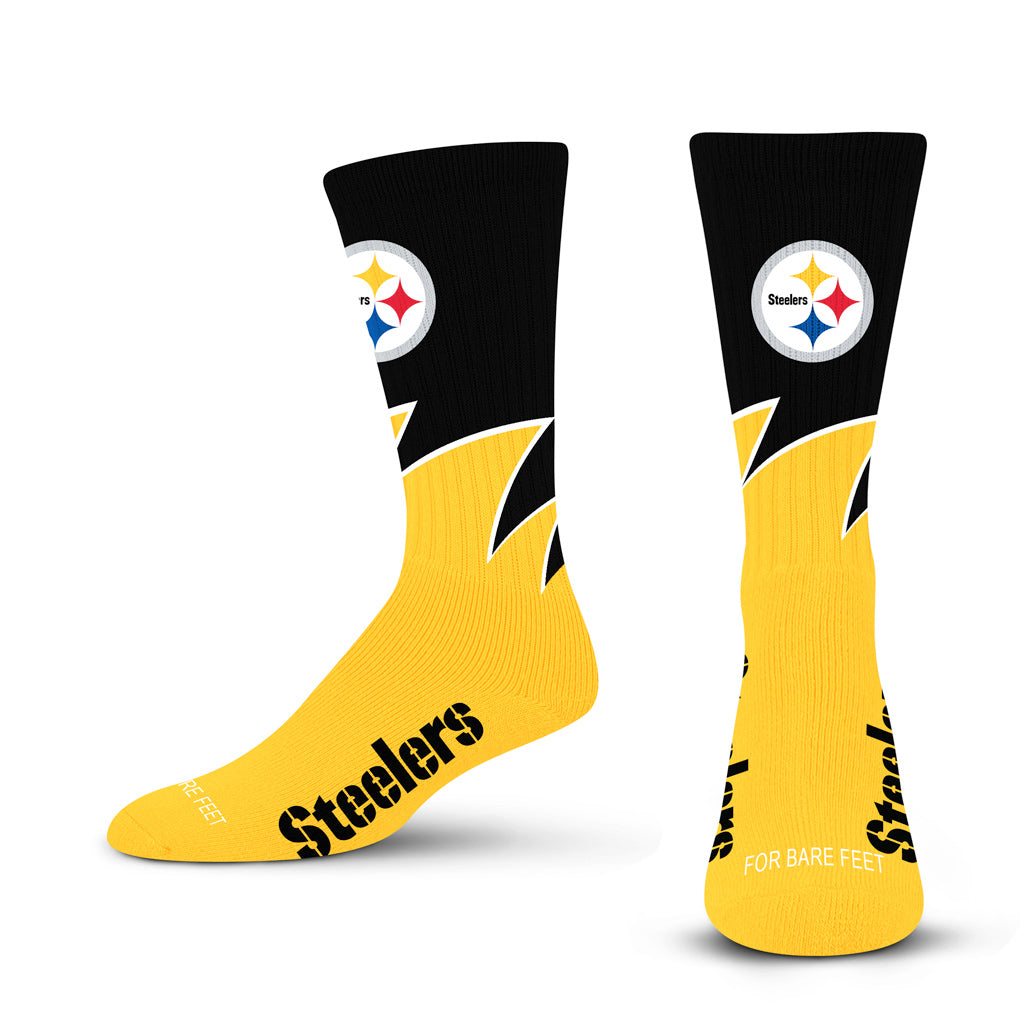NFL Pittsburgh Steelers For Bare Feet Black Wave Socks - Black