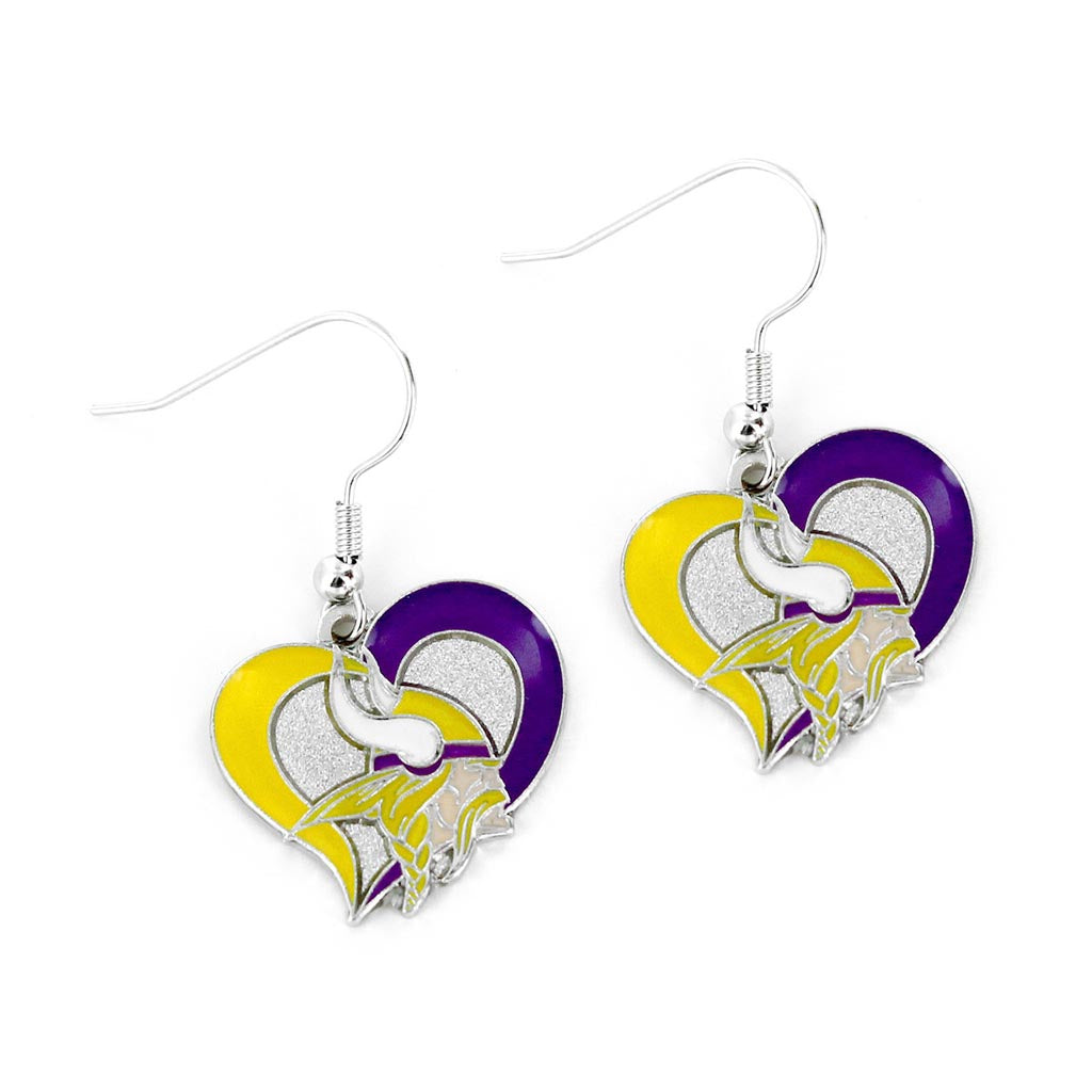 NFL Minnesota Vikings Aminco Swirl Heart Earings - Yellow/purple