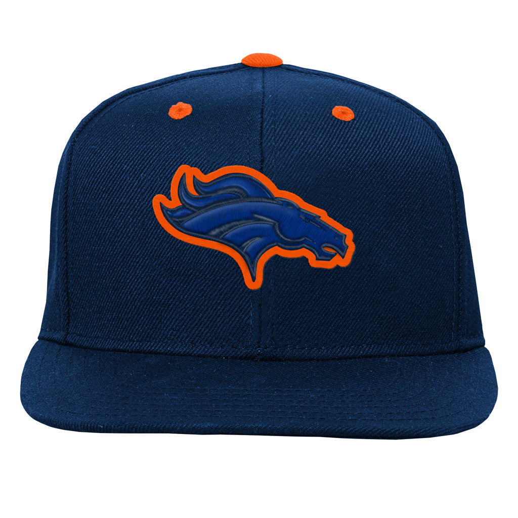 NFL Denver Broncos Youth Outerstuff Team Color Pop Flatbrim Adjustable Snapback Hat - Navy