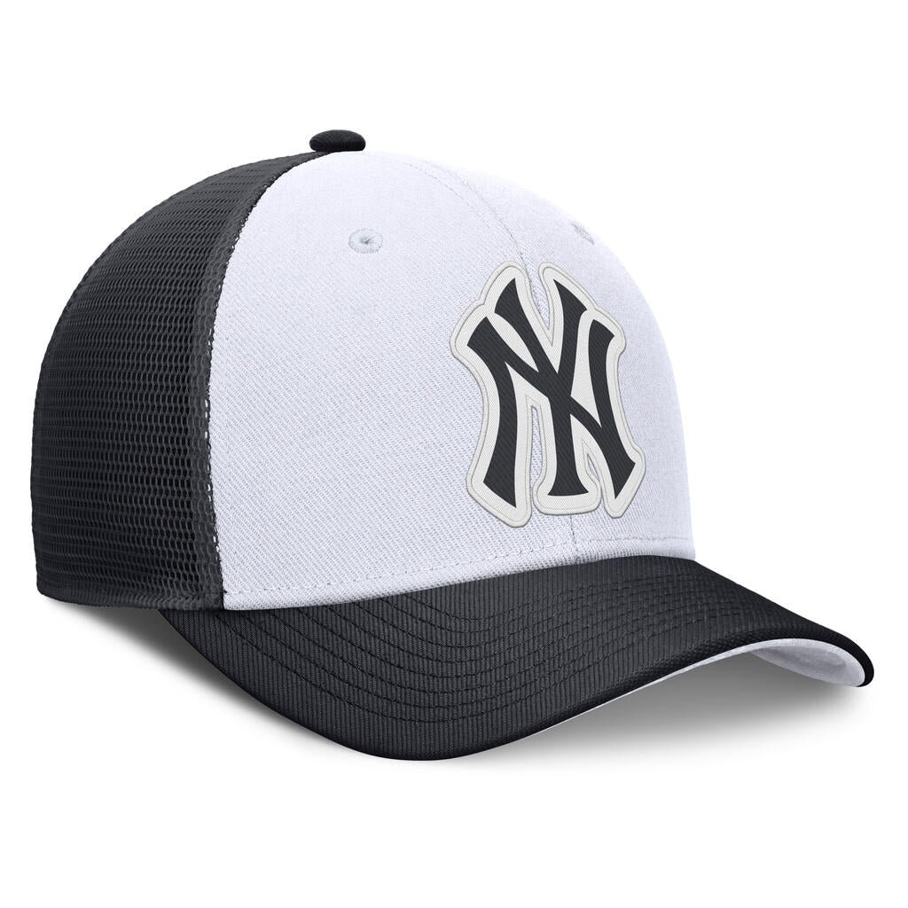 MLB New York Yankees Nike Two-Tone Tonal Logo Trucker Snapback Hat - White