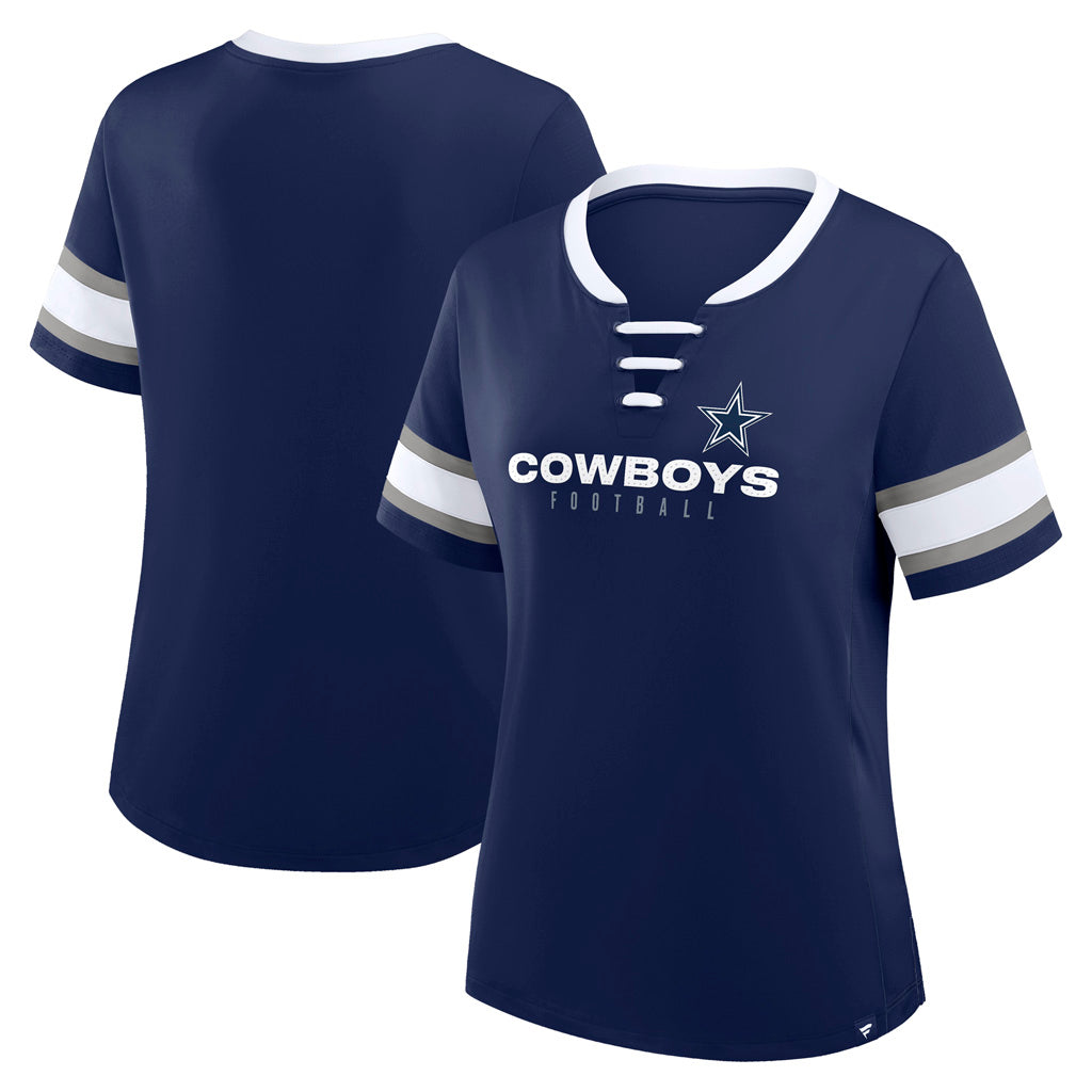 NFL Dallas Cowboys Women's Fanatics Draw Play Athena Lace-Up Top - Navy