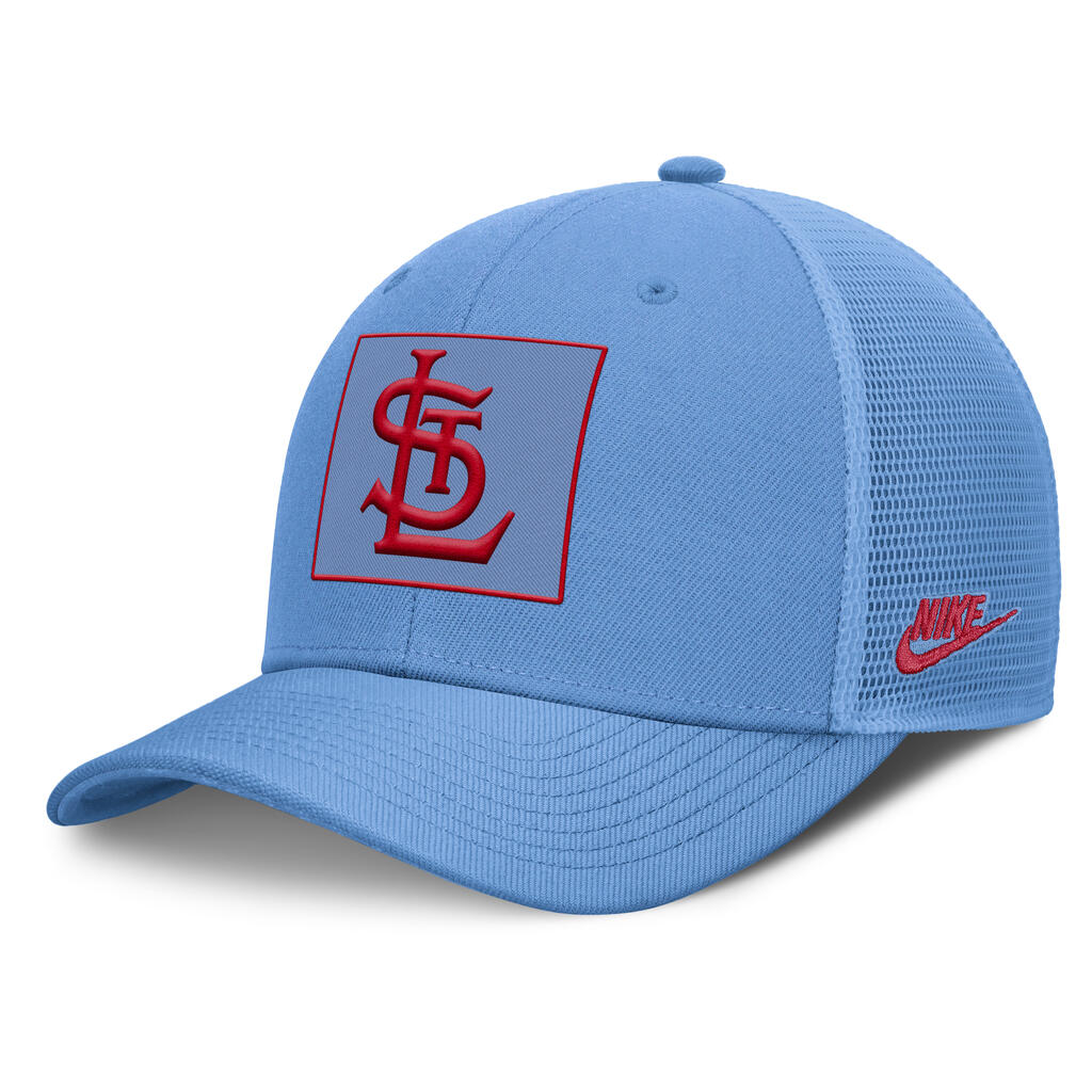 MLB St. Louis Cardinals Nike Cooperstown Square Patch Trucker Snapback Hat - Blue