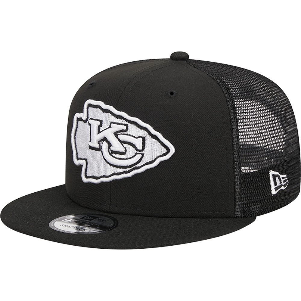 NFL Kansas City Chiefs New Era Black & White Trucker 9FIFTY Snapback Hat - Black