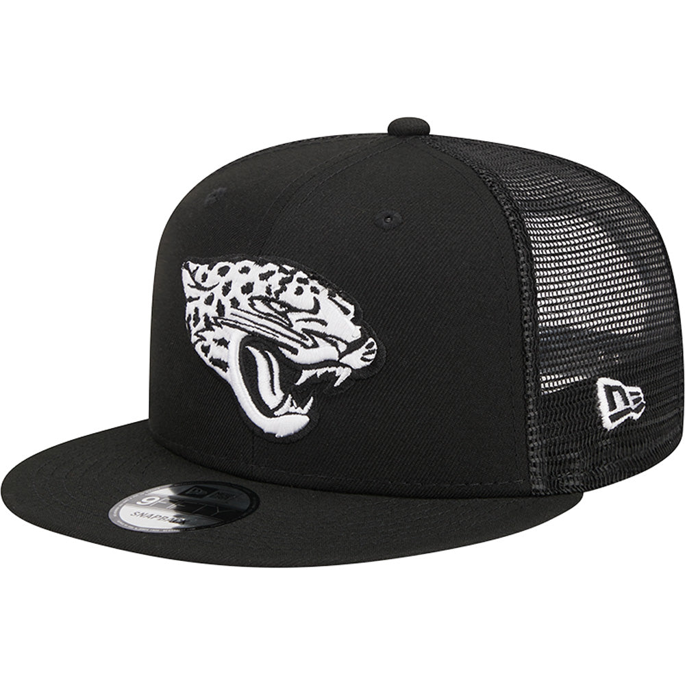 NFL Jacksonville Jaguars New Era Black &amp; White Trucker 9FIFTY Snapback Hat - Black