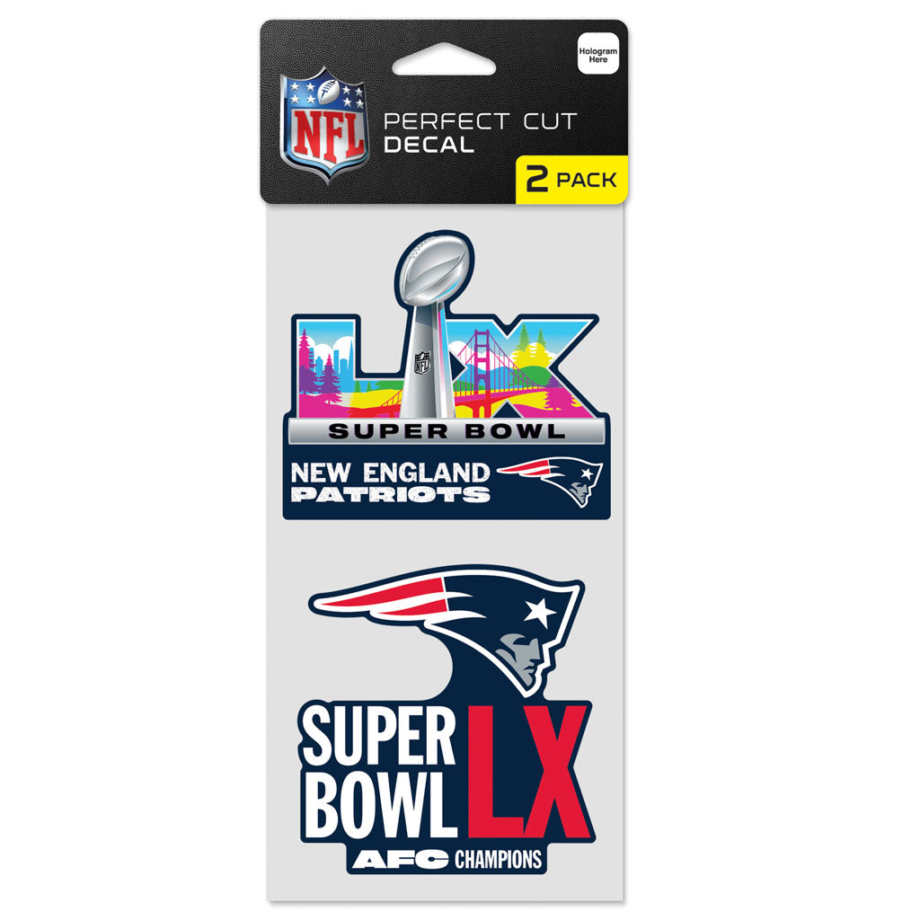 NFL New England Patriots WinCraft Super Bowl LX 4x8 Decal Pack