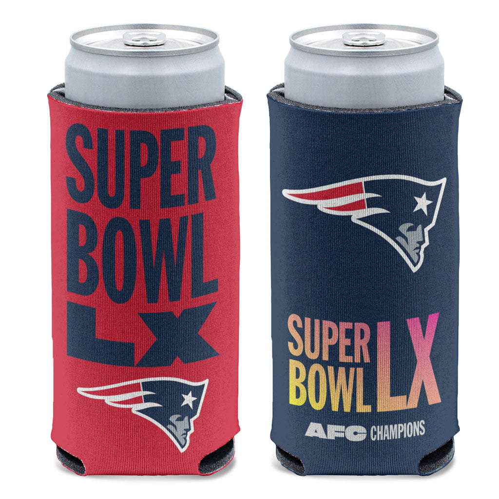 NFL New England Patriots WinCraft Super Bowl LX 12oz Slim Can Cooler