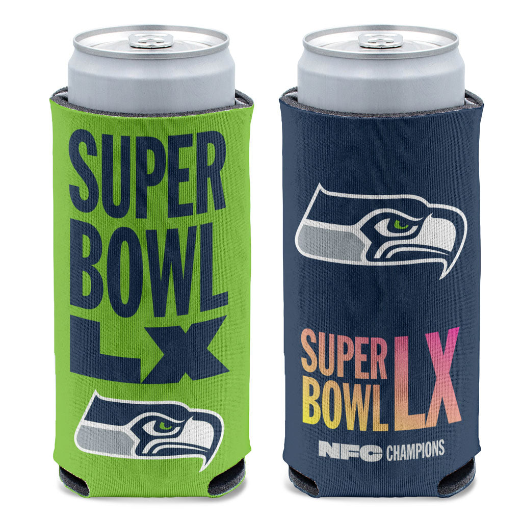 NFL Seattle Seahawks WinCraft Super Bowl LX 12oz Slim Can Cooler