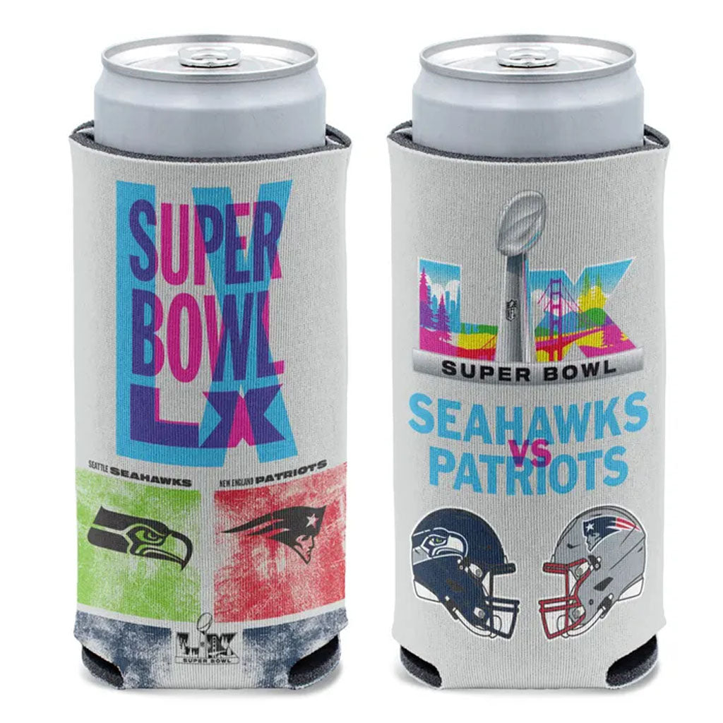 NFL Dueling Super Bowl LX WinCraft 12oz Slim Can Cooler