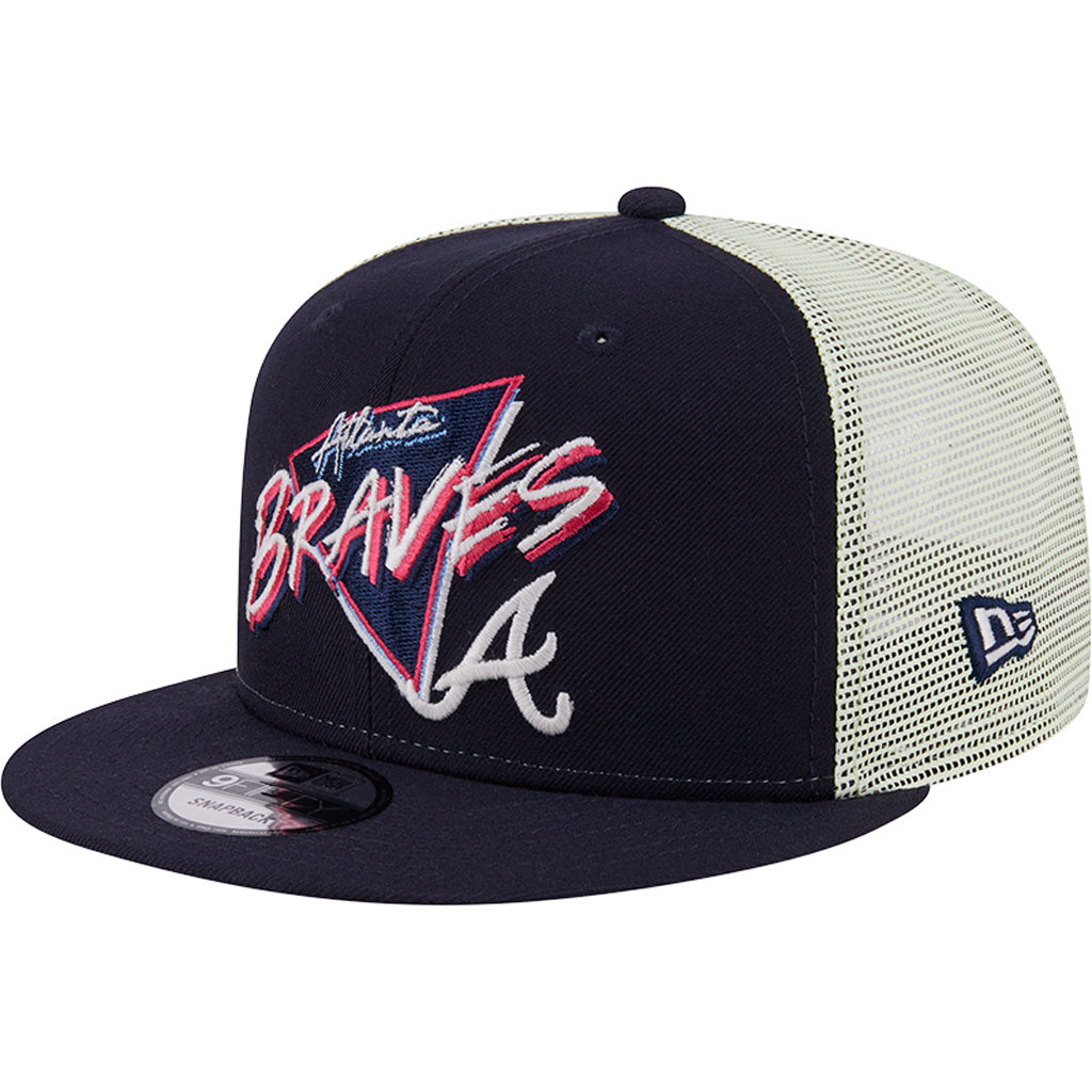 MLB Atlanta Braves New Era Neon Trucker 9FIFTY Snapback Hat - Navy