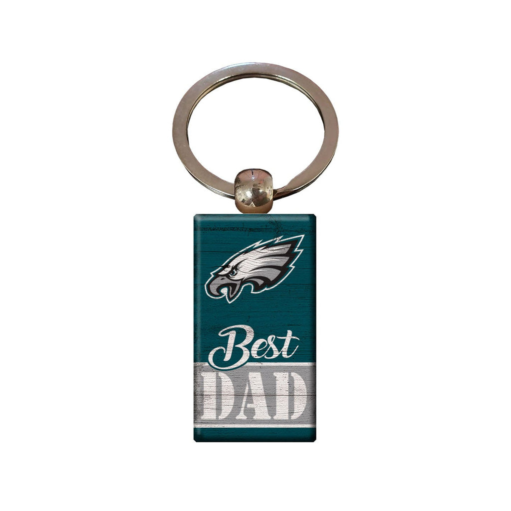 NFL Philadelphia Eagles Fan Creations Best Dad Wooden Keychain
