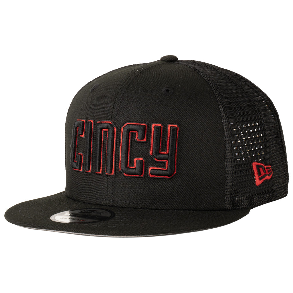 MLB Cincinnati Reds New Era Shadowline 9FIFTY Snapback Trucker Hat - Black