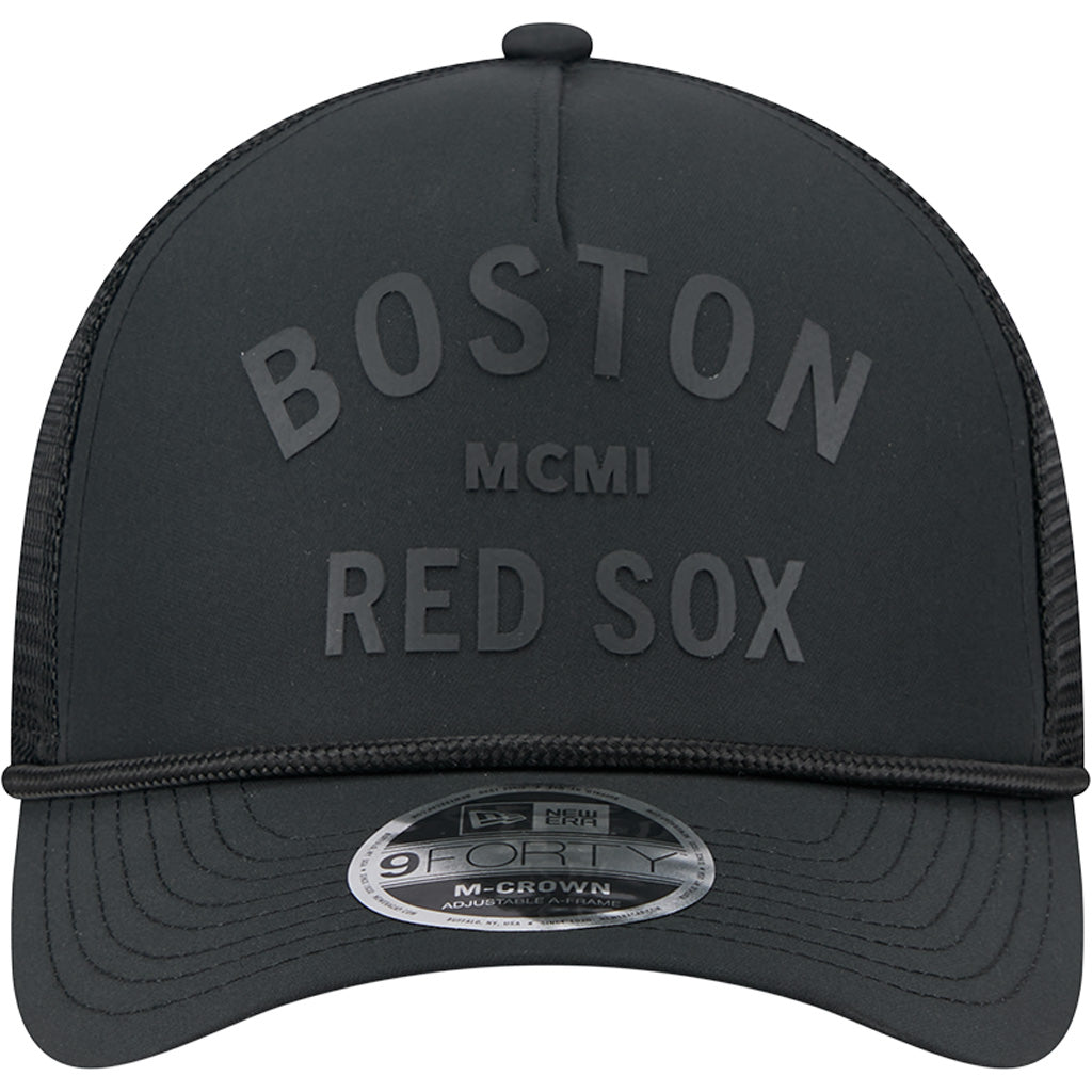 MLB Boston Red Sox New Era Minimalist 9FORTY M-Crown Snapback Trucker Hat - Black