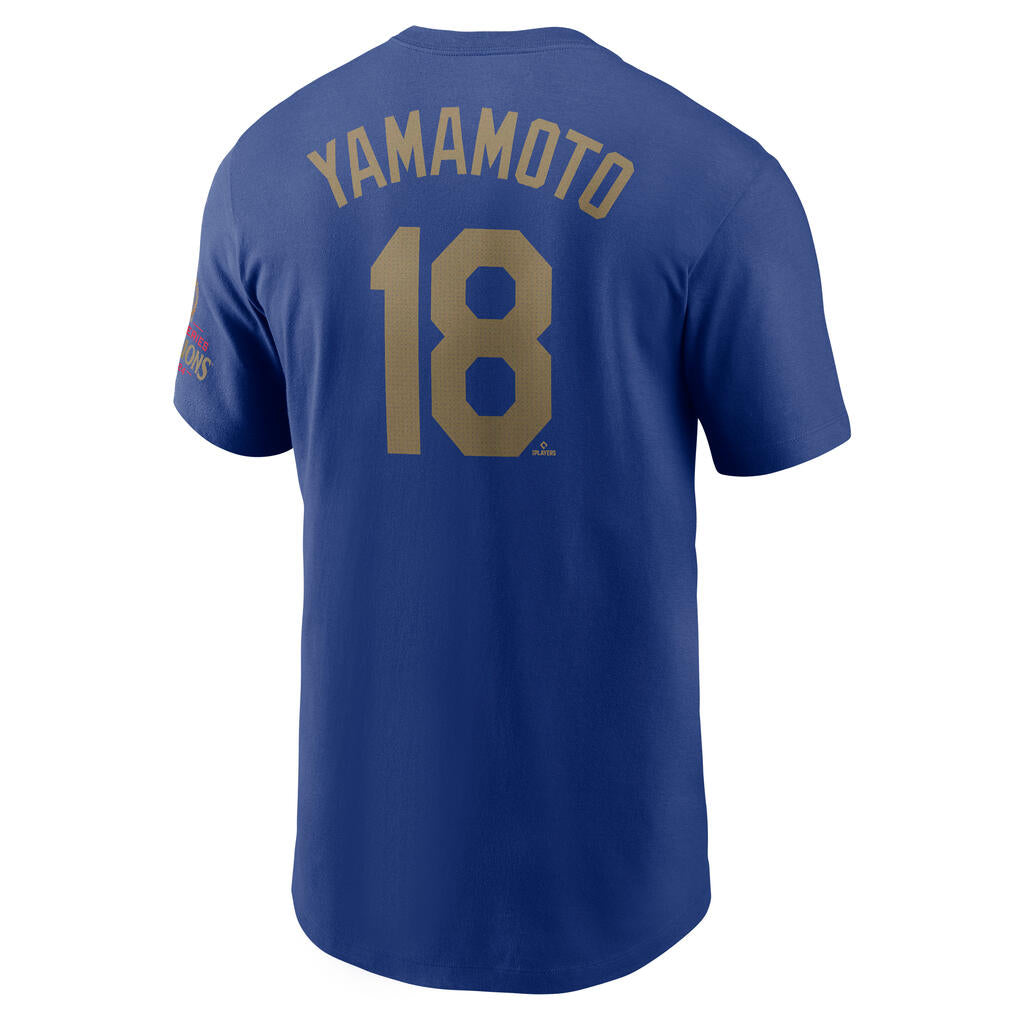 MLB Los Angeles Dodgers Yoshinobu Yamamoto Nike Gold Player T-Shirt - Blue