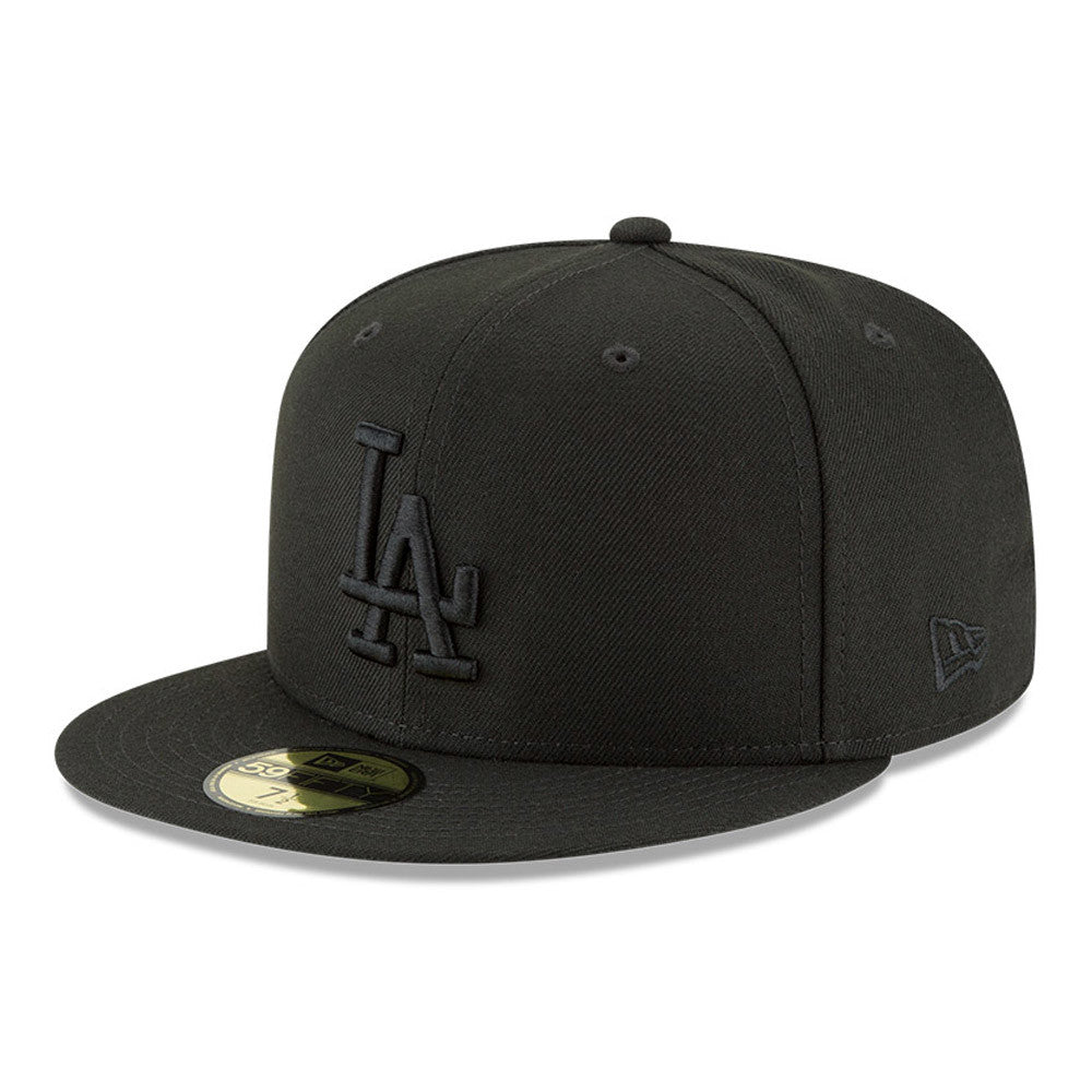 MLB Los Angeles Dodgers New Era Black on Black 59FIFTY Fitted Hat - Black