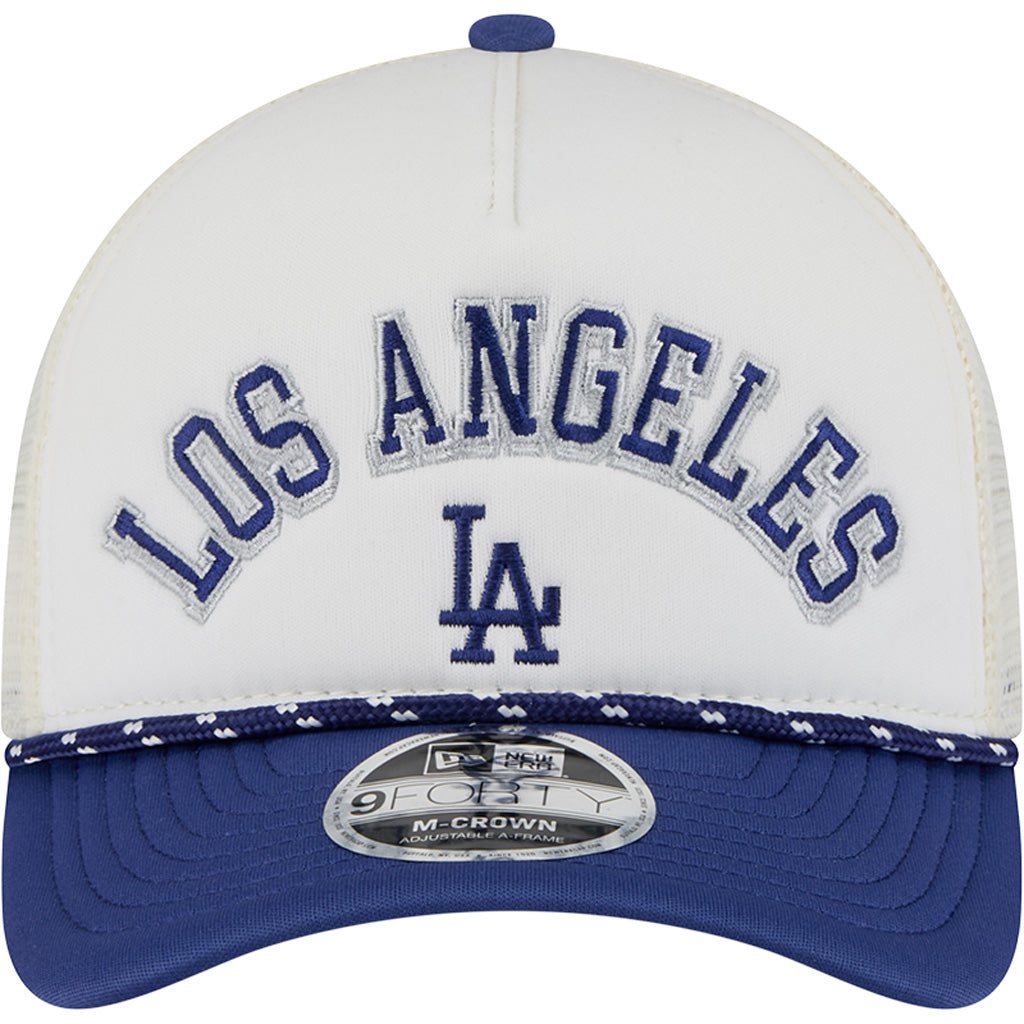 MLB Los Angeles Dodgers New Era Arch Logo 9FORTY M-Crown Snapback Trucker Hat - Chrome