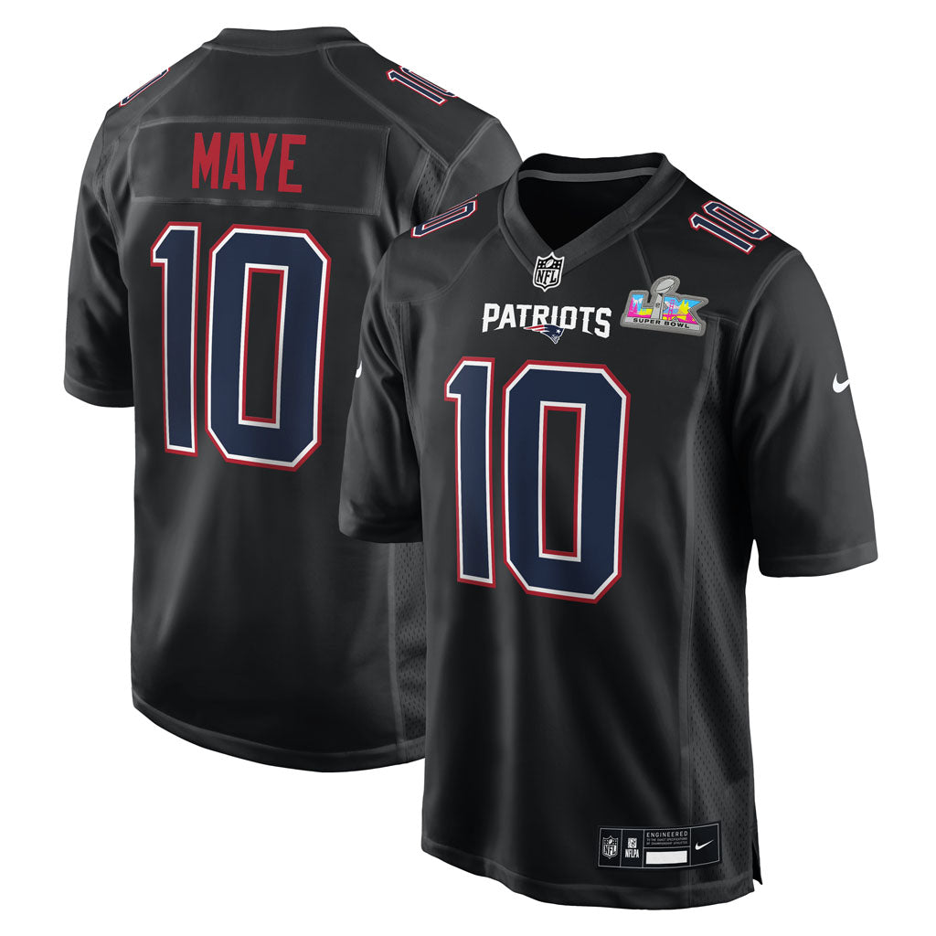 NFL New England Patriots Drake Maye Youth Nike Super Bowl LX Game Jersey - Black